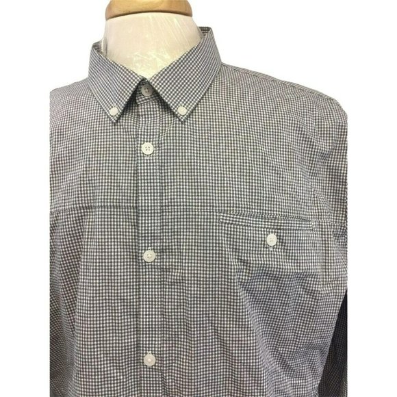 CALVIN KLEIN Mens Casual Oxford Button Shirt XL Cool Tech Grey Checker Non-Iron - Picture 3 of 10